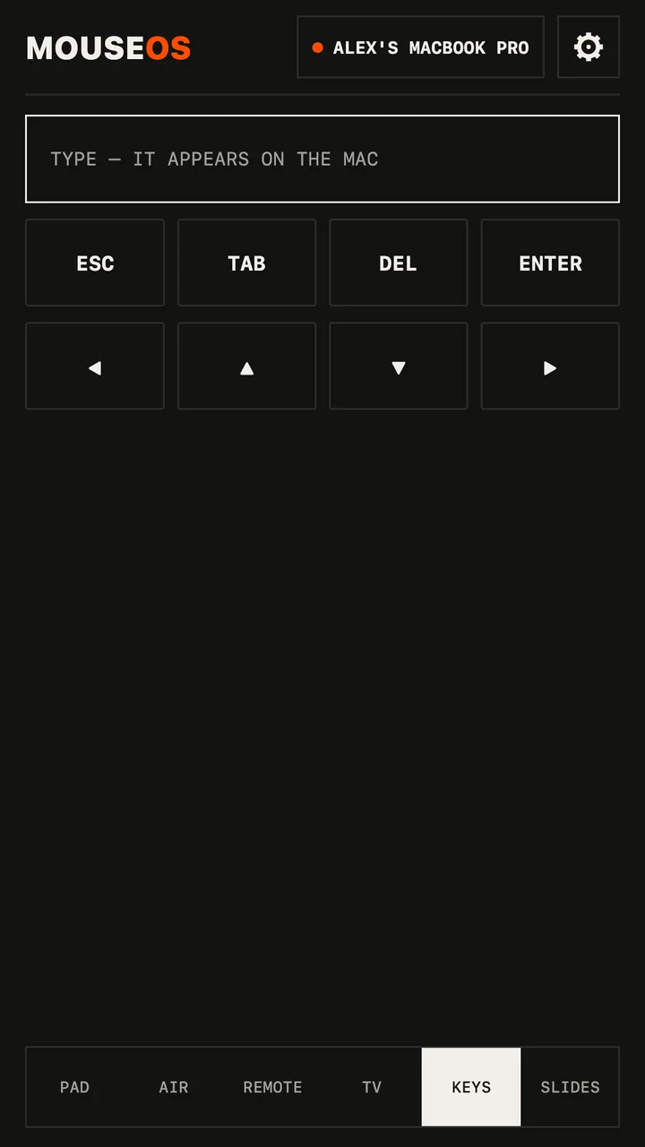 Pantalla de teclado de MouseOS