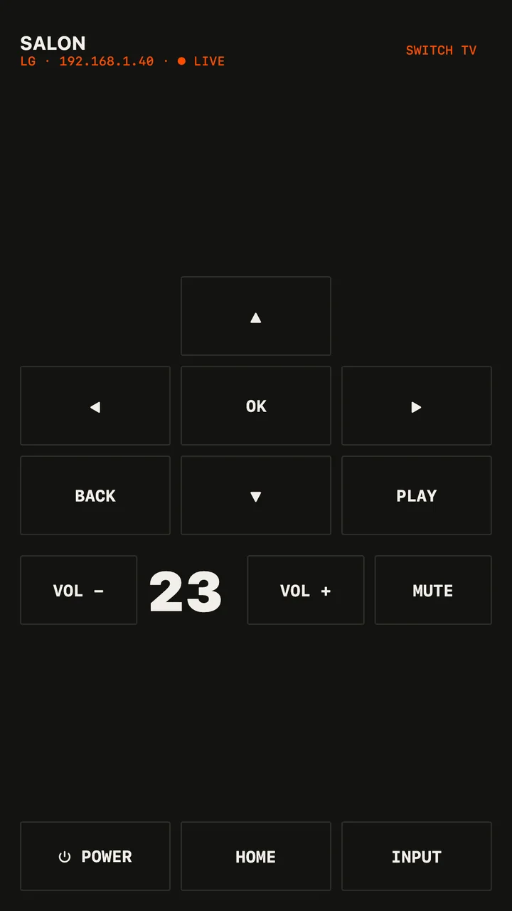 MouseOS TV remote screen